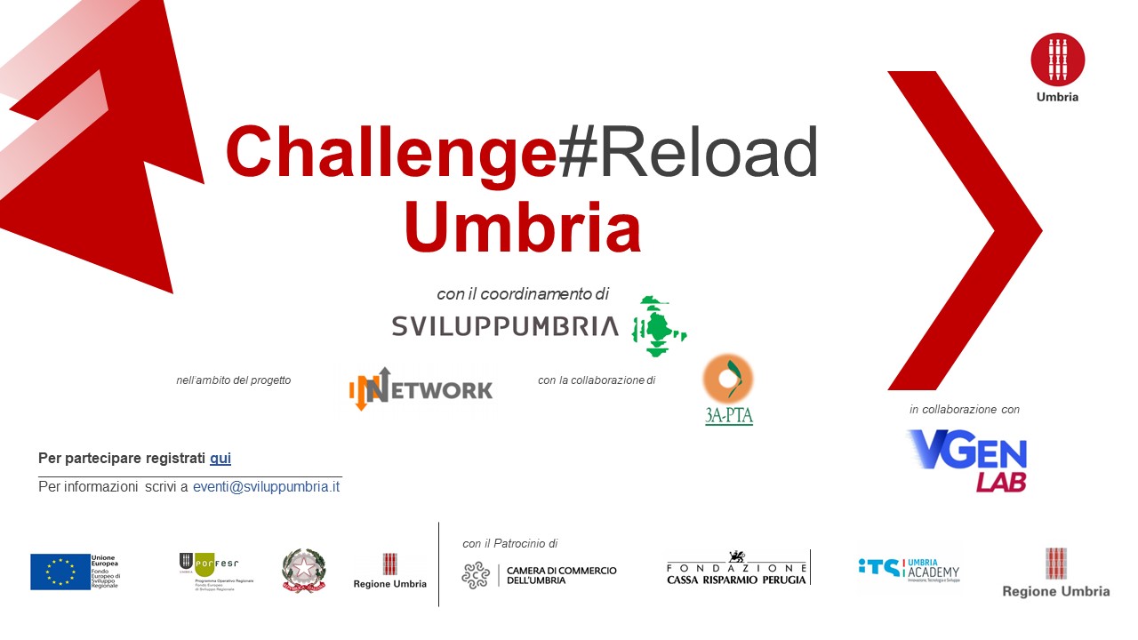 Challenge #ReloadUmbria: webinar di lancio 18 marzo ore 10.00 -  Sviluppumbria